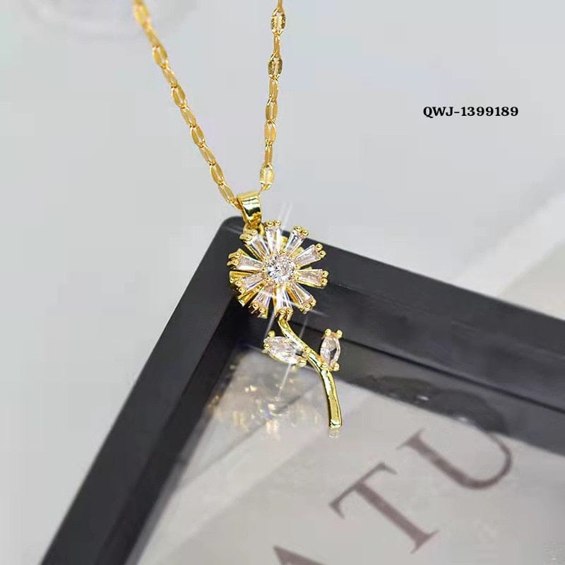 Flower Rotation Pendant Necklace – Golden | Premium China Quality | QWJ-189 Siddique Store