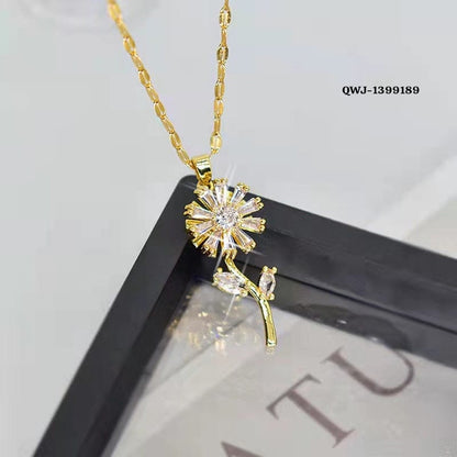 Flower Rotation Pendant Necklace – Golden | Premium China Quality | QWJ-189 Siddique Store