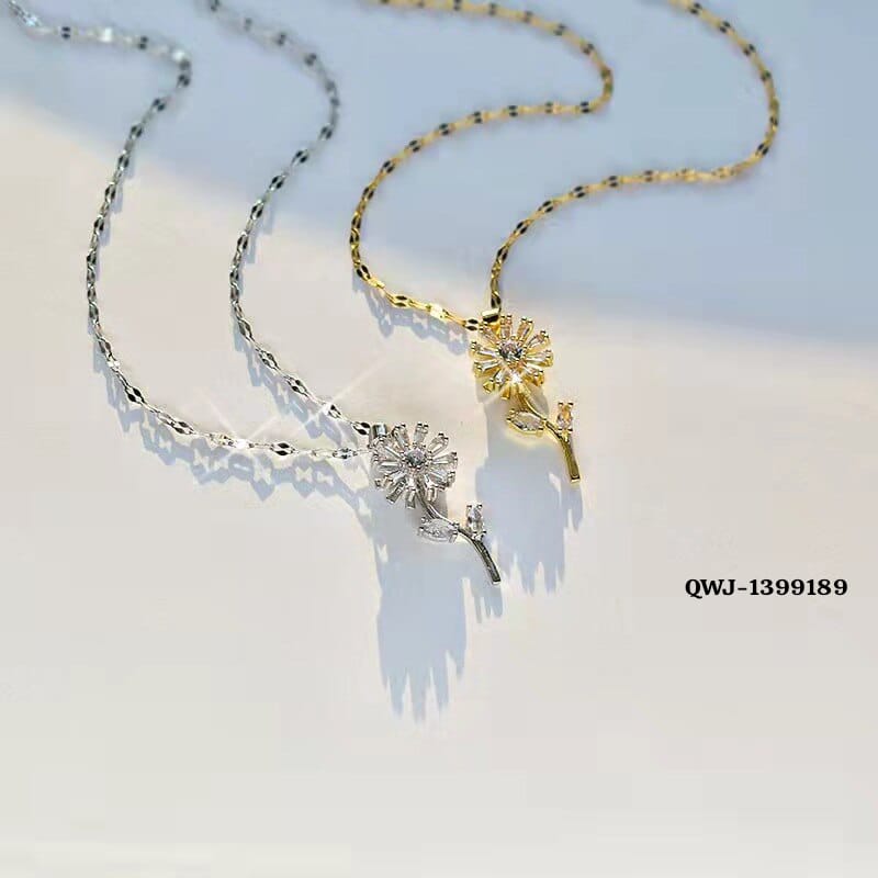 Flower Rotation Pendant Necklace – Golden | Premium China Quality | QWJ-189 Siddique Store