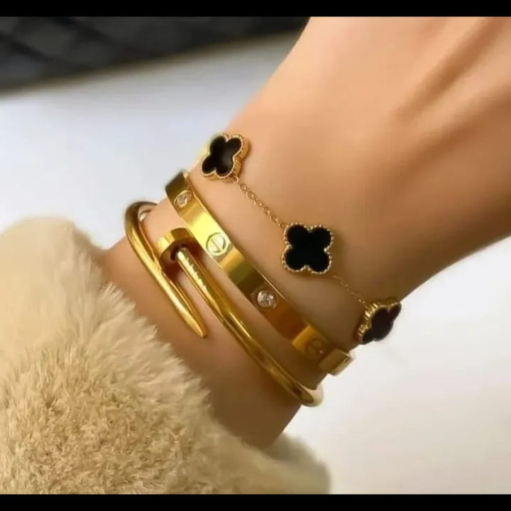 Stainless Steel 3 Piece Bracelet And Bangle Combo - Durable Elegant Accessory Set For Stylish Layering And Daily Wear Siddique Store