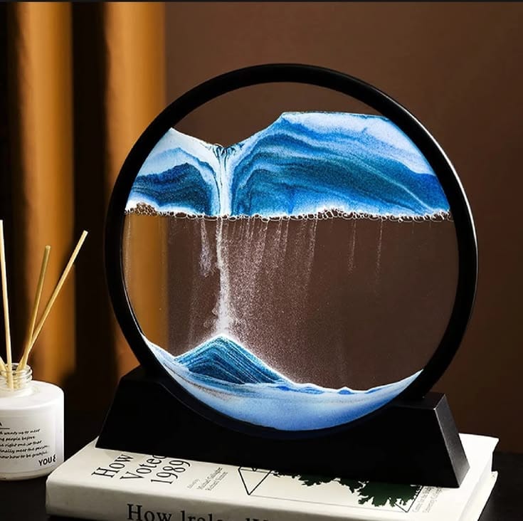Sandscape Painting Sand Clock Moving Sand Art Hourglass Sand Timer 3D Moving Sand Mountain Lamp with Metal Stand Showpiece Home Decoration Siddique Store
