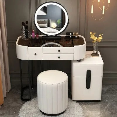 Trendy Aesthetic Vanity Table With Drawer Wide Luxury Cute Vanity Table Storage Design Commode Chambre Bedroom Furniture