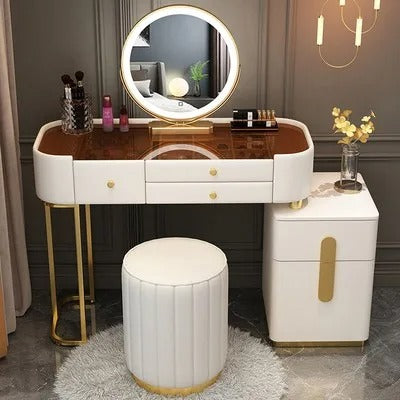 Trendy Aesthetic Vanity Table With Drawer Wide Luxury Cute Vanity Table Storage Design Commode Chambre Bedroom Furniture