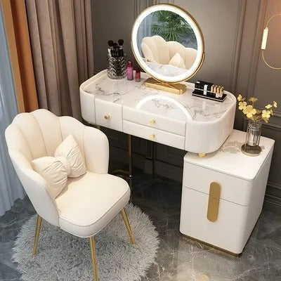 Trendy Aesthetic Vanity Table With Drawer Wide Luxury Cute Vanity Table Storage Design Commode Chambre Bedroom Furniture