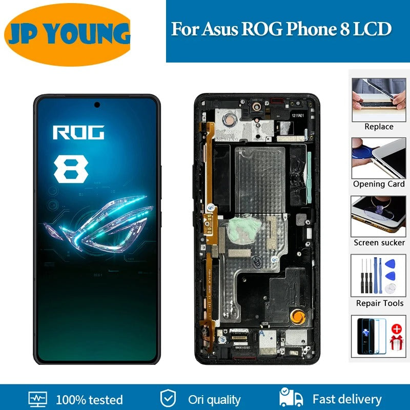 6.78" AMOLED For Asus ROG Phone 8 LCD Display AI2401 AI2401_A Touch Screen Digitizer Assembly For Asus ROG 8 ROG8 Replacement