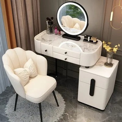Trendy Aesthetic Vanity Table With Drawer Wide Luxury Cute Vanity Table Storage Design Commode Chambre Bedroom Furniture