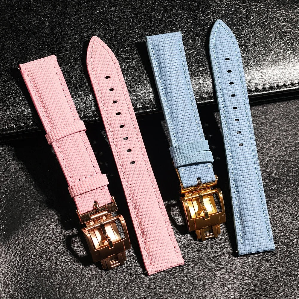 Universal Soft Sailcloth Signature Strap delugs design For Omeaga Tudor Tissot Rolex Tank Cartier Signature Watch Bands