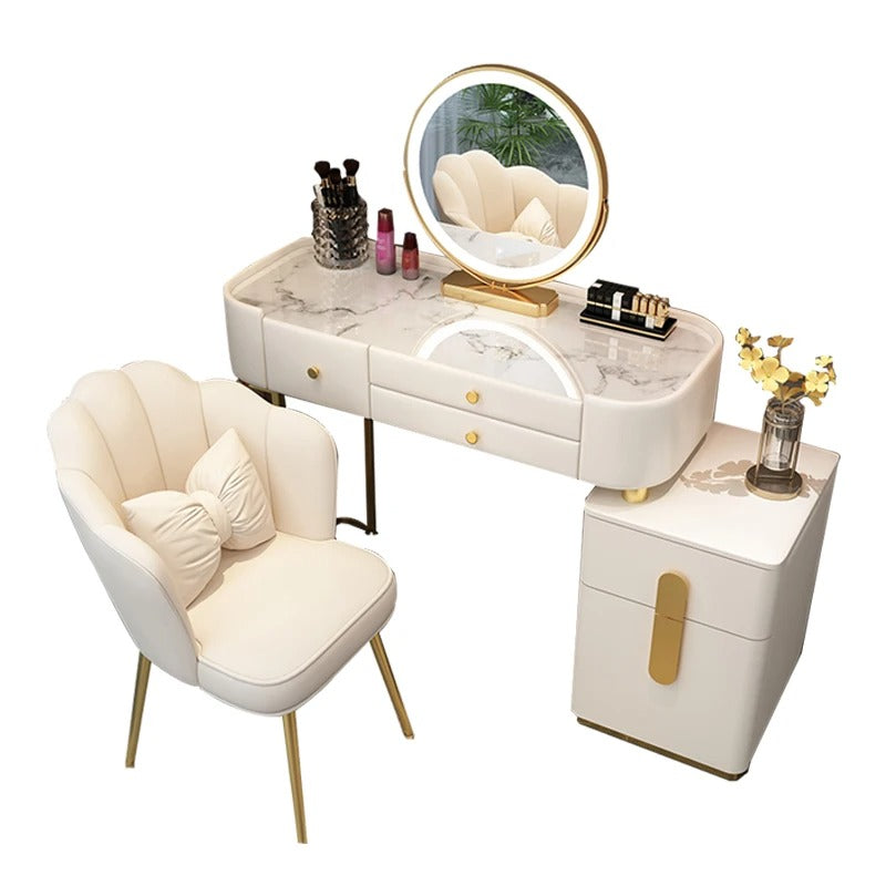 Trendy Aesthetic Vanity Table With Drawer Wide Luxury Cute Vanity Table Storage Design Commode Chambre Bedroom Furniture