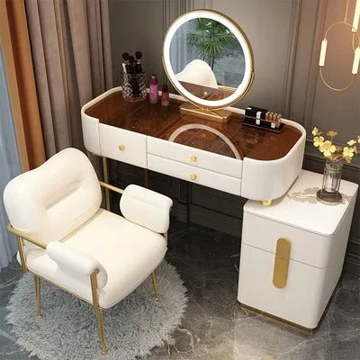 Trendy Aesthetic Vanity Table With Drawer Wide Luxury Cute Vanity Table Storage Design Commode Chambre Bedroom Furniture