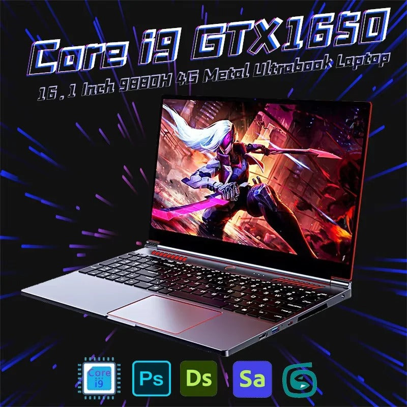 16.1 Inch Gaming Laptop Computer GTX1650 4G Intel Core i9-9880H i7-9750H windows11 RAM Max 64GB DDR4 2*M.2 NVME 2TB SSD Wi-Fi 5