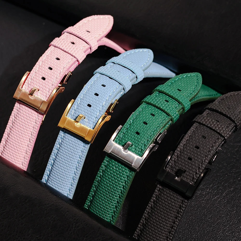 Universal Soft Sailcloth Signature Strap delugs design For Omeaga Tudor Tissot Rolex Tank Cartier Signature Watch Bands