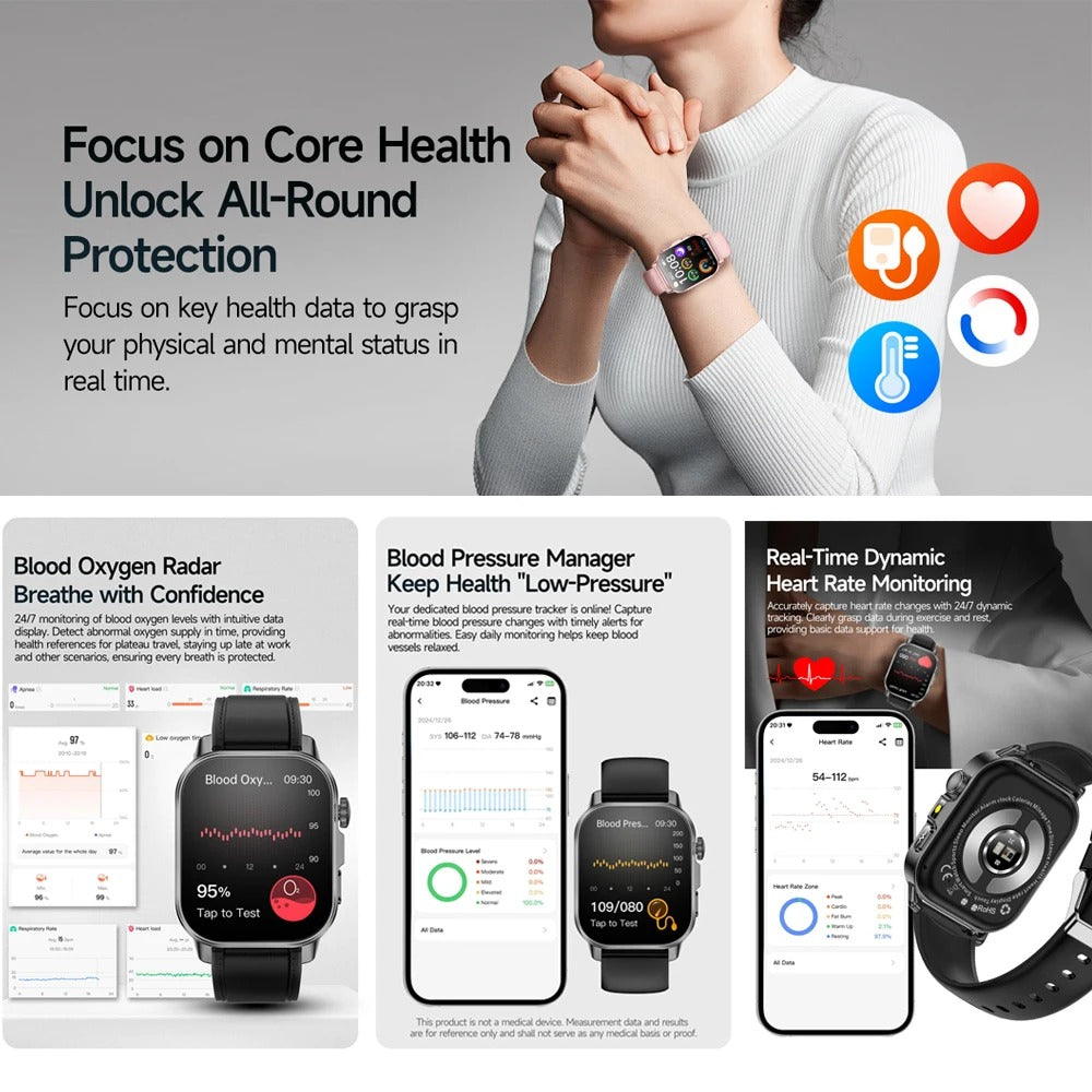 2026 New Model Uric Acid & Lipid Health Analysis Smart Watch Men ECG+PPG Bluetooth Call 2.01-inch Flashlight Smartwatch Women Siddique Store