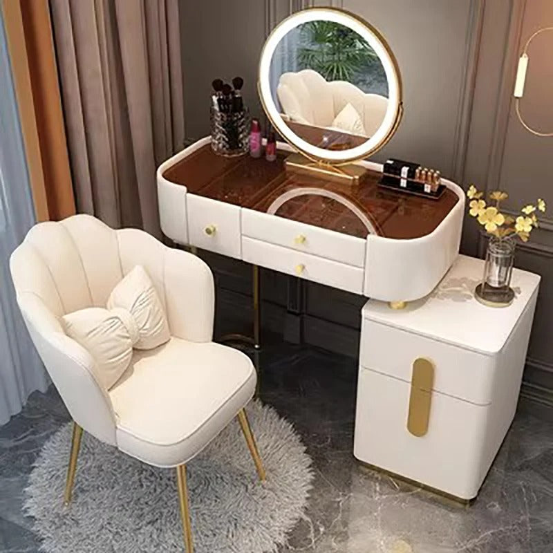 Trendy Aesthetic Vanity Table With Drawer Wide Luxury Cute Vanity Table Storage Design Commode Chambre Bedroom Furniture