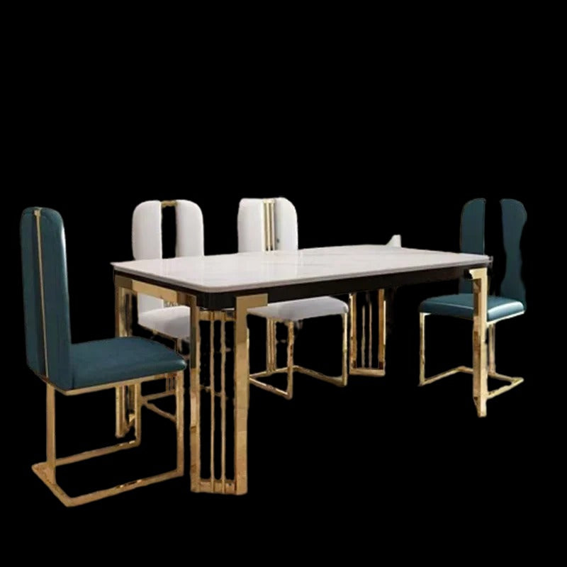 Metal Nordic Luxury Dining Table Kitchen Chairs Natural Design Center Dining Table Restaurant Marble Eettafel Home Furniture