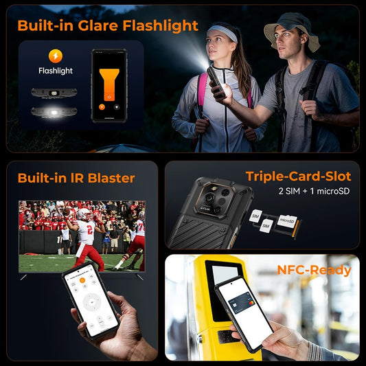 Ulefone RugOne Xever 7 Pro 5G Rugged Phone Thermal Imaging Android 15 Smartphone 512GB ROM 12GB RAM 120Hz AMOLED NFC 5500mAh