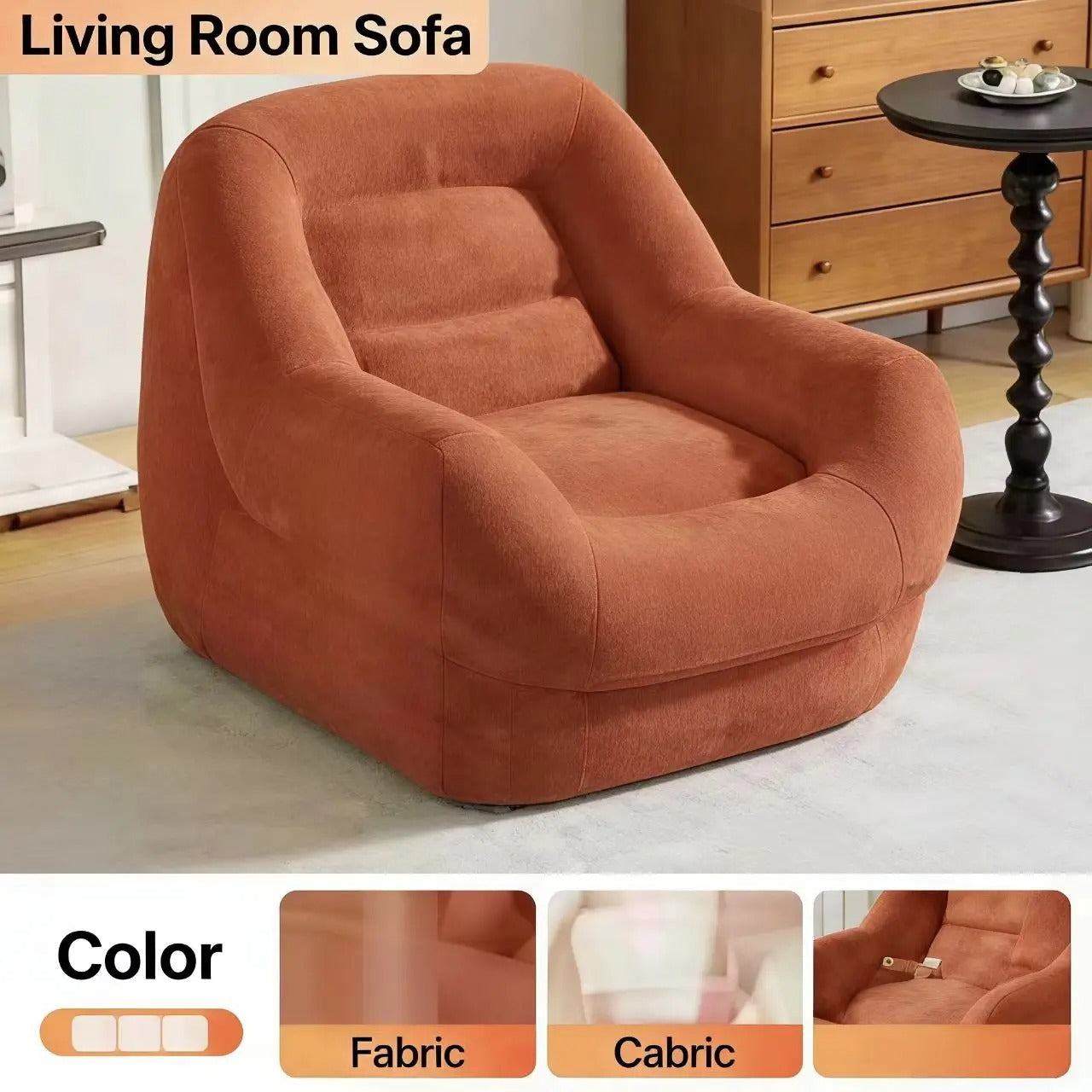 Lazy sofa, sleepable & reclinable, single seat for girls, cozy nest for bedroom & balcony, tatami lounge chair for leisure.