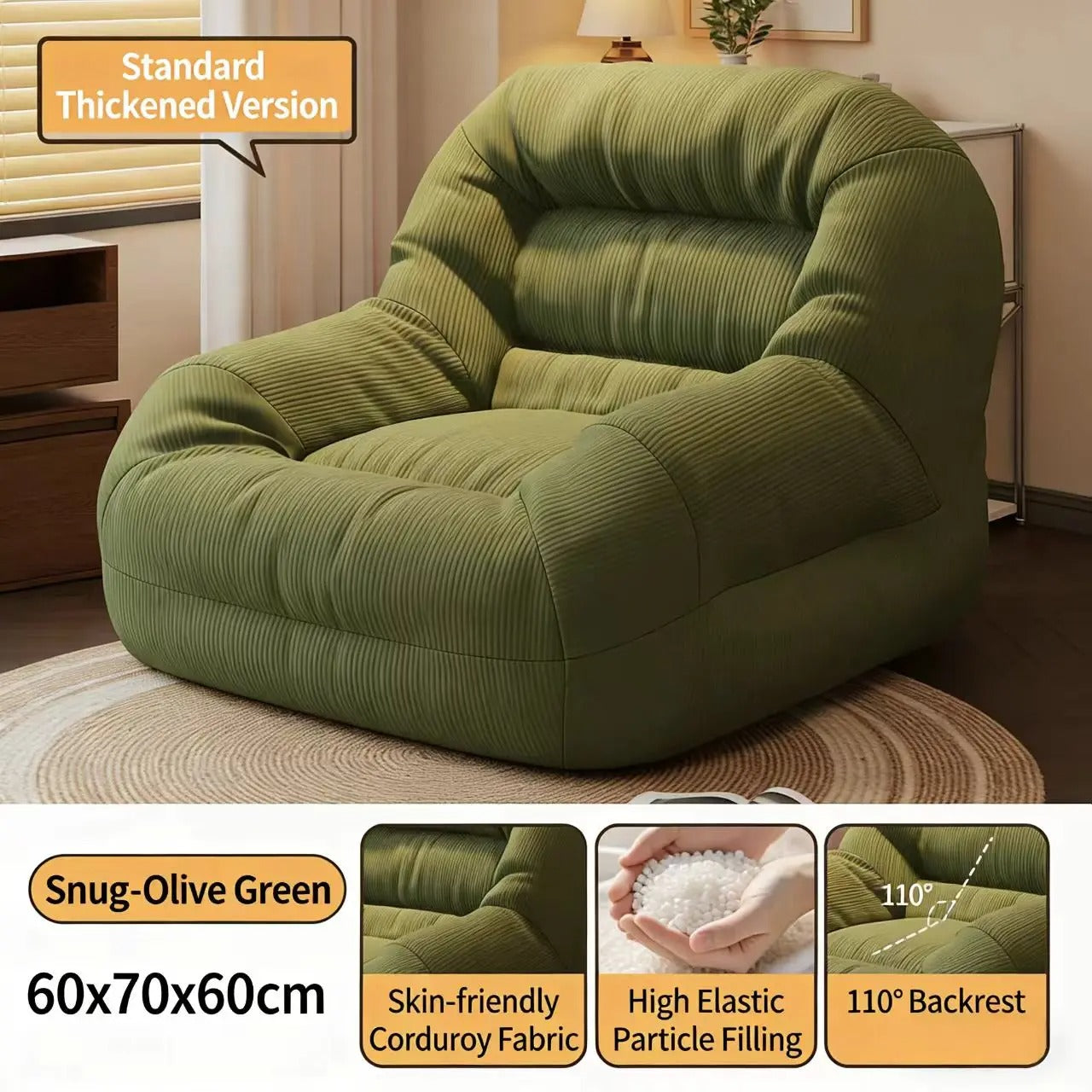 Lazy sofa, sleepable & reclinable, single seat for girls, cozy nest for bedroom & balcony, tatami lounge chair for leisure.