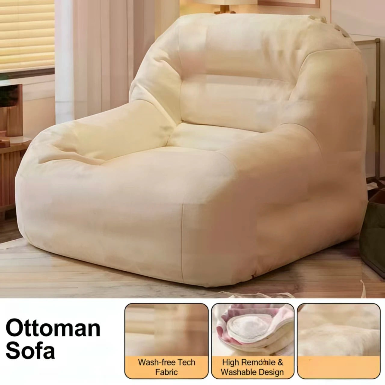 Lazy sofa, sleepable & reclinable, single seat for girls, cozy nest for bedroom & balcony, tatami lounge chair for leisure.