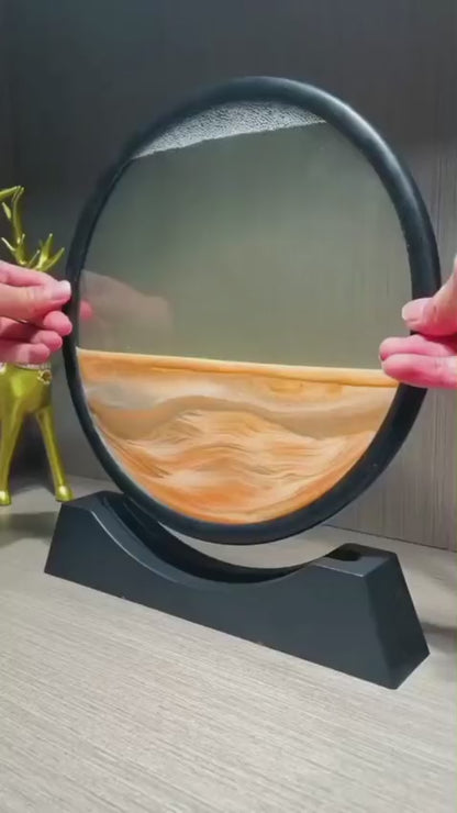 Sandscape Painting Sand Clock Moving Sand Art Hourglass Sand Timer 3D Moving Sand Mountain Lamp with Metal Stand Showpiece Home Decoration